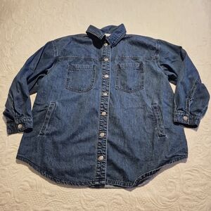 Eloquii women's 14/16 chambray snap closure shacket no belt VGUC